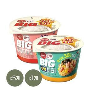 [CJ제일제당][1등 컵밥] 햇반 컵반 BIG 김치날치알밥 263g x5개+스팸마요덮밥 307g x1개