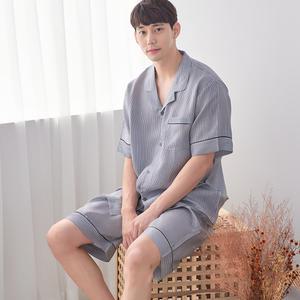 국내제작 풍기인견 남성 스트라이프 5부 잠옷 상하세트