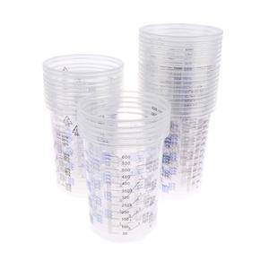 일회용 페인트 혼합 보정 컵  투명 눈금 플라스틱 액체 측정 600ml  10 개  50 개