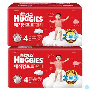 하기스 매직컴포트 4단계 공용 팬티 기저귀 50p 2팩