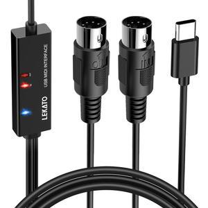 키보드 타입 표시등 6 USB PC 노트북 LEKATO 미디 포함 인터페이스 케이블 C 컨버터 5FT 음악