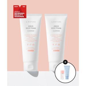 에스네이처 아쿠아 라이스 약산성 클렌징폼 160ml 2개입 증정: 클렌징 오일 13ml + 수분젤크림 30ml