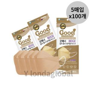 굿매너 황사 마스크 대형 KF94 베이지 5매입 100개