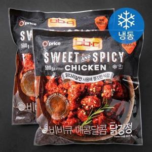 오프라이스 BBQ 매콤달콤 닭강정 (냉동) 2개, 500g one option