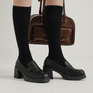 (LEATHER) 세티 통굽 로퍼힐 7CM