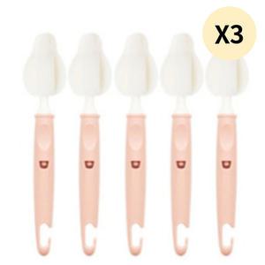 코코리에또 젖병 젖꼭지 텀블러 세척 솔 피치핑크 15P