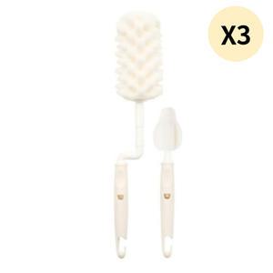 코코리에또 아기 빅스펀지 회전 젖병솔 오트밀 3세트