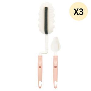 코코리에또 아기 듀얼 회전형 젖병솔 피치핑크 3세트