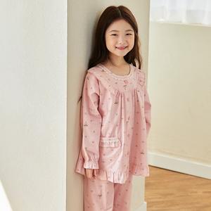 찌니야 여행 40수순면 여아동 주니어 중학생잠옷 긴팔상하세트