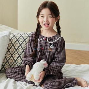 찌니야 밀리체크 16수기모 여아동 주니어 중학생잠옷 긴팔상하세트