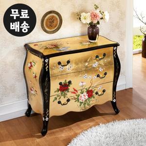 오뜨 엔틱 금박 3단 서랍장 삼단 와이드 골드(900)