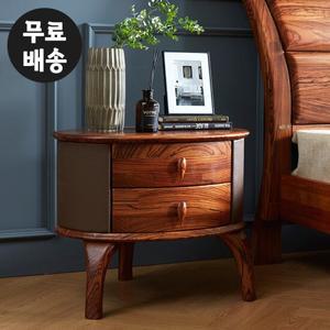 체드 제브라 원목 엔틱 협탁 2단 서랍장 타원형 침실