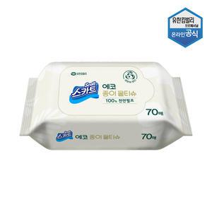 스카트 친환경 에코 종이물티슈 생분해 70매 41802