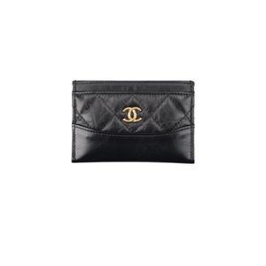 [정품] CHANEL Boutique 샤넬 A84386 가브리엘 카드 홀더 카프스킨 블랙 금장 Chanel Gabrielle Card Holde