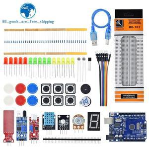 Arduino Uno R3 브레드보드용 TZT 스타터 키트 기본 학습 키트 소리수위습도거리 감지 LED 제어