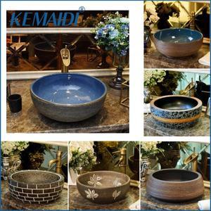 KEMAIDI 23 pcs 중국 수제 Lavabo 세면기 아트 씻어 분지 세라믹 카운터 탑 워시 욕실 싱크 혈관