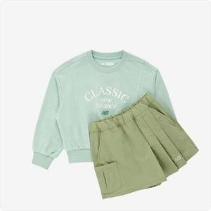 뉴발란스키즈 NBgC크롭 스웨트 카고 스커트 상하세트 키즈 상하복 NK9YE1801G 민트