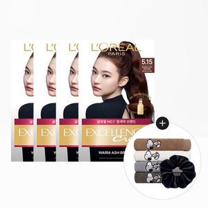 엑셀랑스 크림 염모제 4개+스누피 타올 1장 랜덤)+스크런치 랜덤)