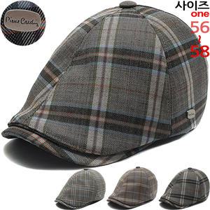 CAP200603-피에르가르댕 체크 헌팅캡 베레모 빵모자 남자  여자 여름 골프 모자