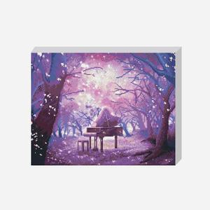 DIY 보석십자수 세트 숲속의 피아노 40x50cm 풍경 캔퍼스 액자형 비즈