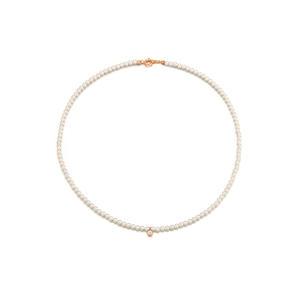 미스폴리 14K Gold 쁘띠 큐빅  3mm 진주 비드 목걸이