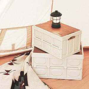 [스카이필드]캠핑 폴딩 박스 26L,50L (SF-FB-075) / 컨테이너 우드 상판 테이블 상자 접이식 트렁크 정리함