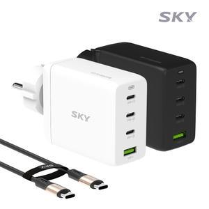 [케이블세트]스카이 필 GaN 100W PD PPS 접지 멀티 4포트 초고속 충전기 USB C타입