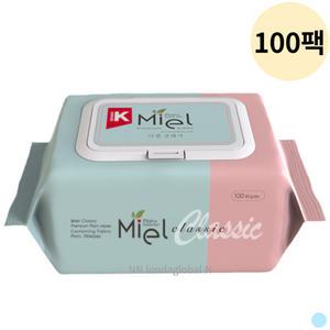 미엘 국산 유아 물티슈 무향 대용량 캡형 100p 100팩