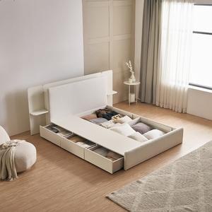 [정상가 1,397,000원] 세런 패브릭 LED 호텔 수납침대 Q + 휴 플랫탑 매트리스 (