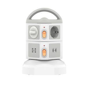 Soopii 4000W고용량 6구 USB 멀티탭 배선차단 캠핑 타워 안전 멀티콘센트 2M TPS06