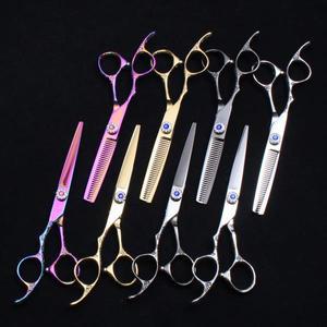 왼손 5.5 인치 16cm JP 티타늄 커스터마이즈 로고 커팅 가위 숱치기용 살롱 헤어 미용
