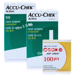 아큐첵 액티브 당뇨 검사지 혈당 시험지 측정지 2박스 100매+침 100개