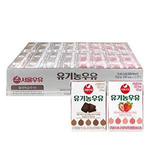 [서울우유]서울우유 유기농우유(초코16+딸기16), 120ml 32개