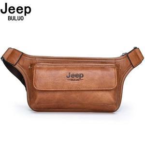 JEEP BULUO 남성용 유니 슬링백 가죽 힙백 가슴 허리 가방 팩 캐주얼 기능성 머니 폰 벨트