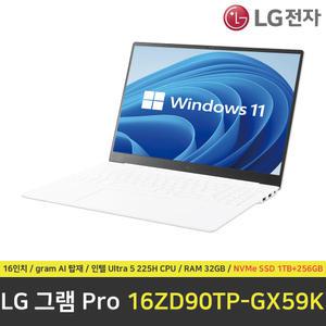 LG 그램 프로 16ZD90TP-GX59K 노트북 / 윈도우11설치 / RAM 32GB / NVMe SSD 1TB + NVMe SSD 256GB