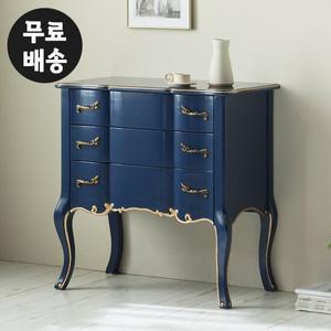 리버 원목 엔틱 3단 서랍장 콘솔 속깊은(네이비)