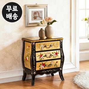 르앙 엔틱 금박 3단 서랍장 안방 거실 삼단 수납장