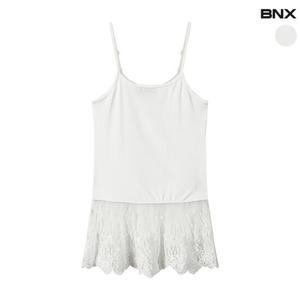 [BNX] 여성 레이스 프릴 민소매 레이어드 티셔츠