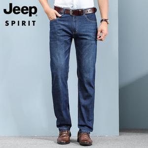 JEEP SPIRIT 남성 청바지 오버핏 스트레이트 캐주얼 바지