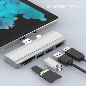 마이크로소프트 서피스 프로 4/5/6 용 멀티 포트 확장기 USB 3.0 허브 메모리 카드 4K HDMI 호환 도킹 스테