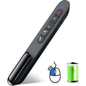 DINOSTRIKE 무선 프리젠터 리모콘 충전식 USB 프리젠테이션 PPT 포인터 에어 마우스 제어 기능