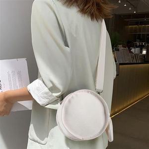 캐주얼 미니 탬버린 크로스백 캔버스가방 원형 파우
