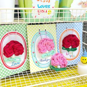 맘아트 DIY 18 양말목 카네이션 브로치 키링 만들기 키트 엽서 포함