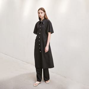 [아바몰리][SUMMER WOOL] LINEN WAIST DARTS ONE-PIECE (BLACK)