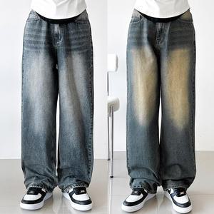 [데일리원픽] 테일러 빈티지 워싱 데님 청바지 세미와이드 통바지 블랙진 흑청 남녀공용 빅사이즈까지