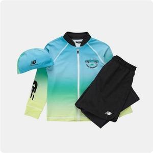 뉴발란스키즈 ESSENTIAL_남아 래시가드 셋업 NK9RE2101B_(50)Blue