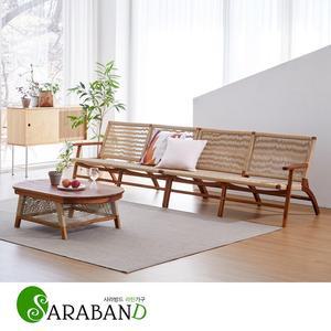 북유럽 호텔디자인 원목 4인용 라탄소파 테이블 세트_휘로2/테라스/펜션리