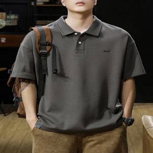 반팔 티셔츠 카라 미국 레트로 복고풍 엔틱 헤비 폴로 셔츠 남성 여름 트렌디 루즈 라지 사이즈 라펠 폴 트