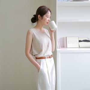 [기타][최초가 99,000원][르포엠]프렌치린넨100 스퀘어넥 슬리브리스 니트 3종세트