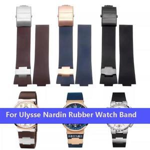 아테네 관측 탐색을위한 워치 스트랩 1183 Ulysse Nardin 고무 밴드 25mm 용 남성용 여성용 방수